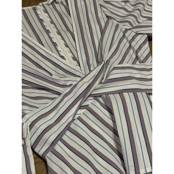 Veronica Beard Seema Stripe Twist Front Blouse in Off White Multi Size 2 Luxury - Picture 8 of 16